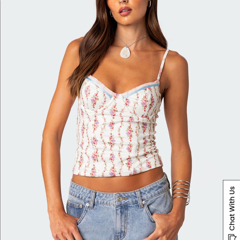 edikted indira floral print corset top